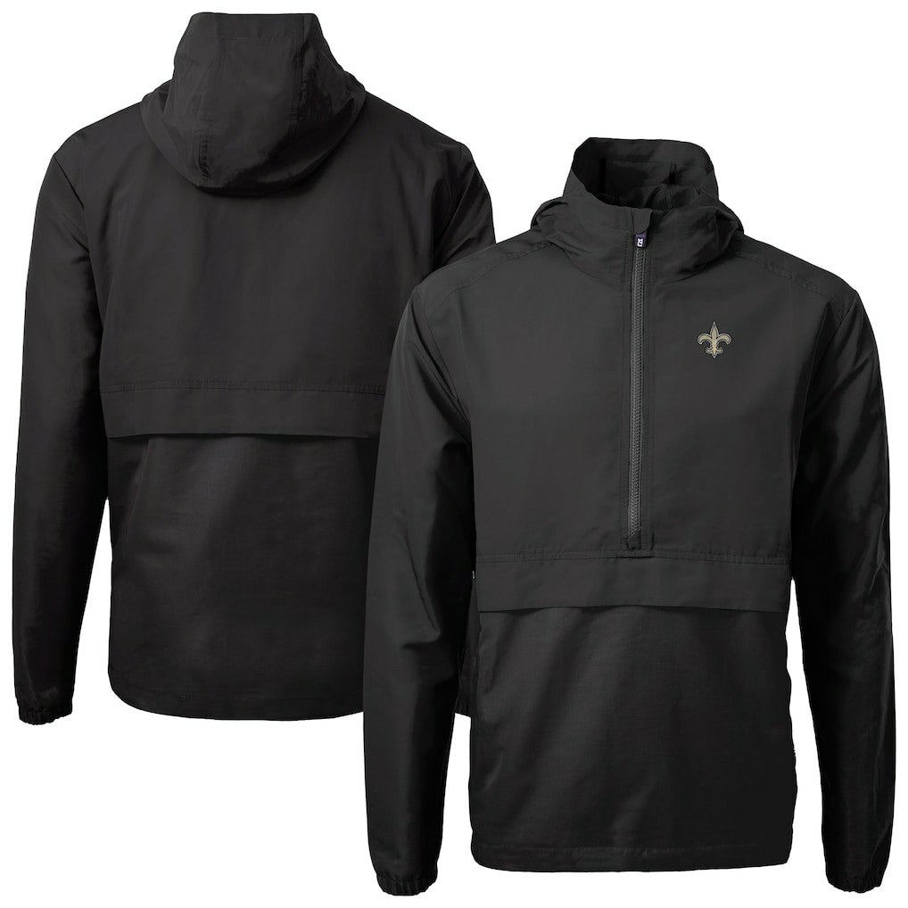 New Orleans Saints Cutter & Buck Charter Eco Recycled Anorak Half-Zip Jacket Black - NFL