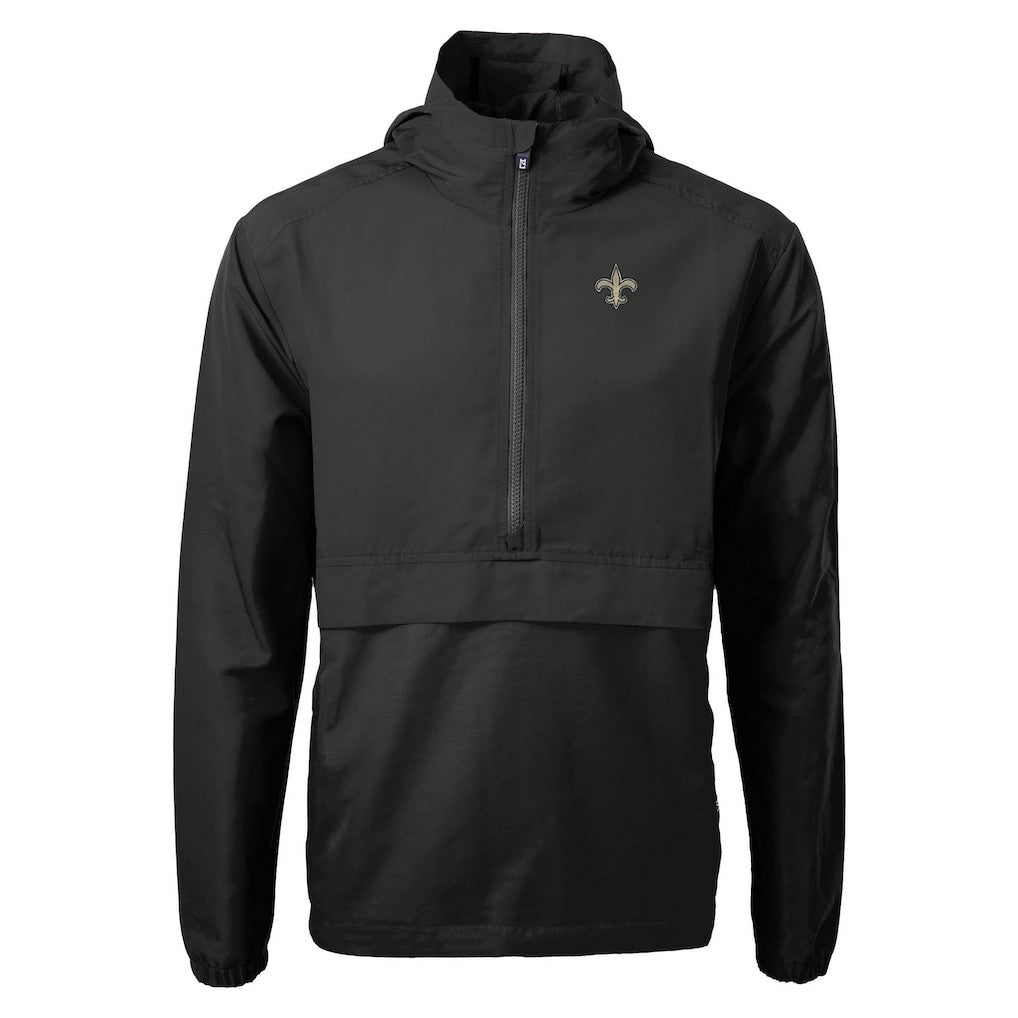 New Orleans Saints Cutter & Buck Charter Eco Recycled Anorak Half-Zip Jacket Black - NFL