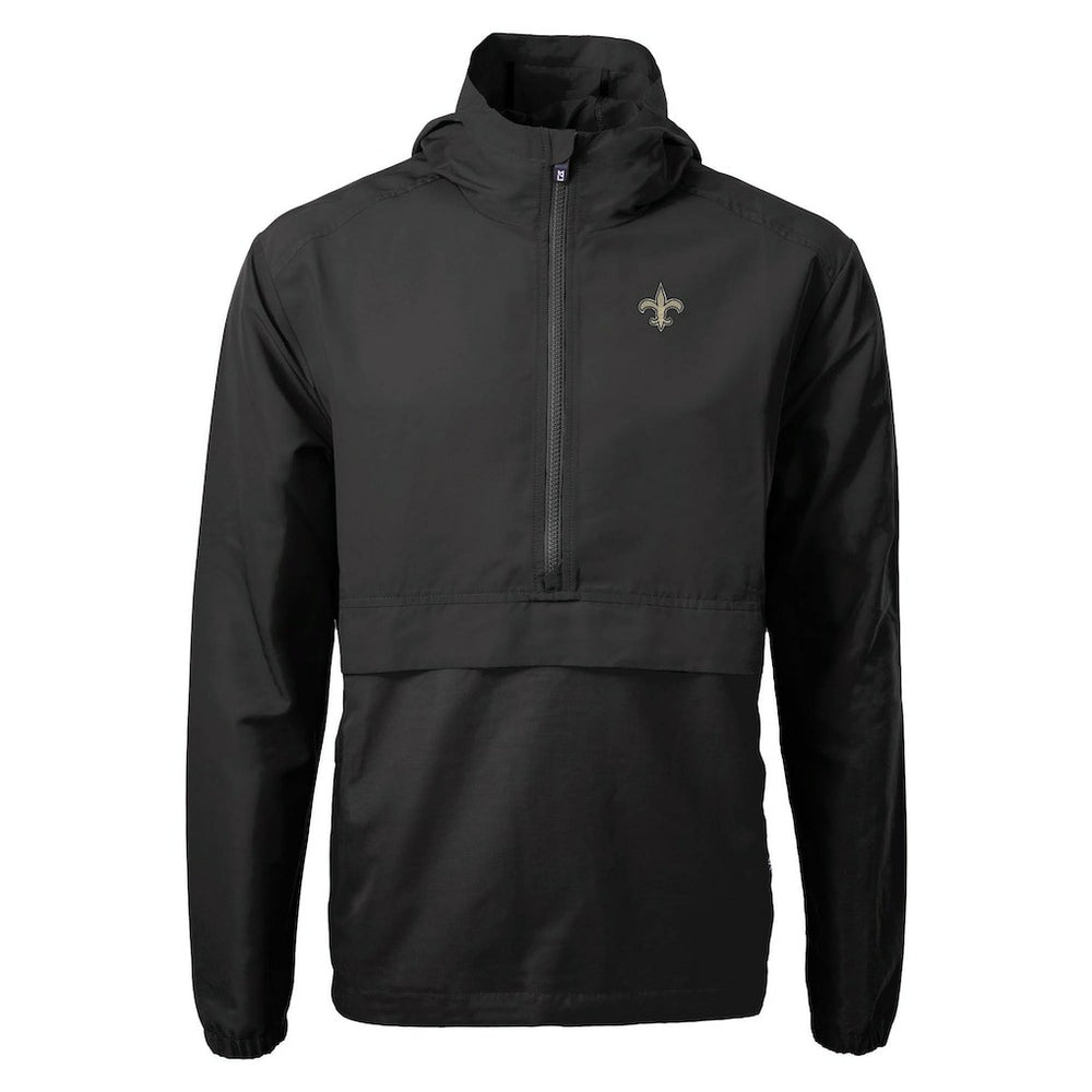 New Orleans Saints Cutter & Buck Charter Eco Recycled Anorak Half-Zip Jacket Black - NFL
