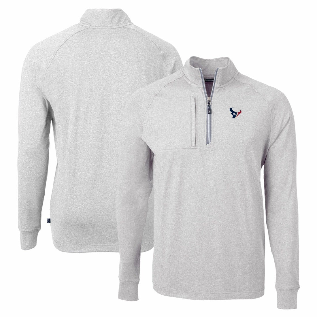 Houston Texans Cutter & Buck Adapt Eco Knit Quarter-Zip Pullover Top Heather Gray - NFL