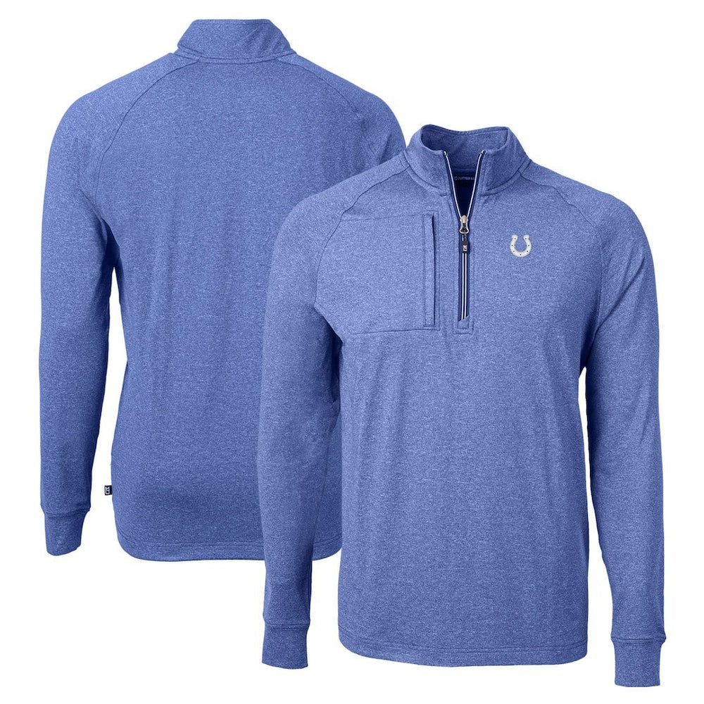 Indianapolis Colts Cutter & Buck Adapt Eco Knit Quarter-Zip Pullover Top Royal - NFL