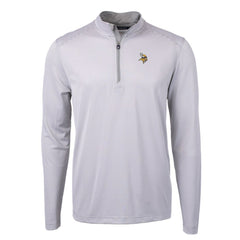 Minnesota Vikings Cutter & Buck Virtue Eco Pique Micro Stripe Recycled Quarter-Zip Pullover Top Gray/White - NFL