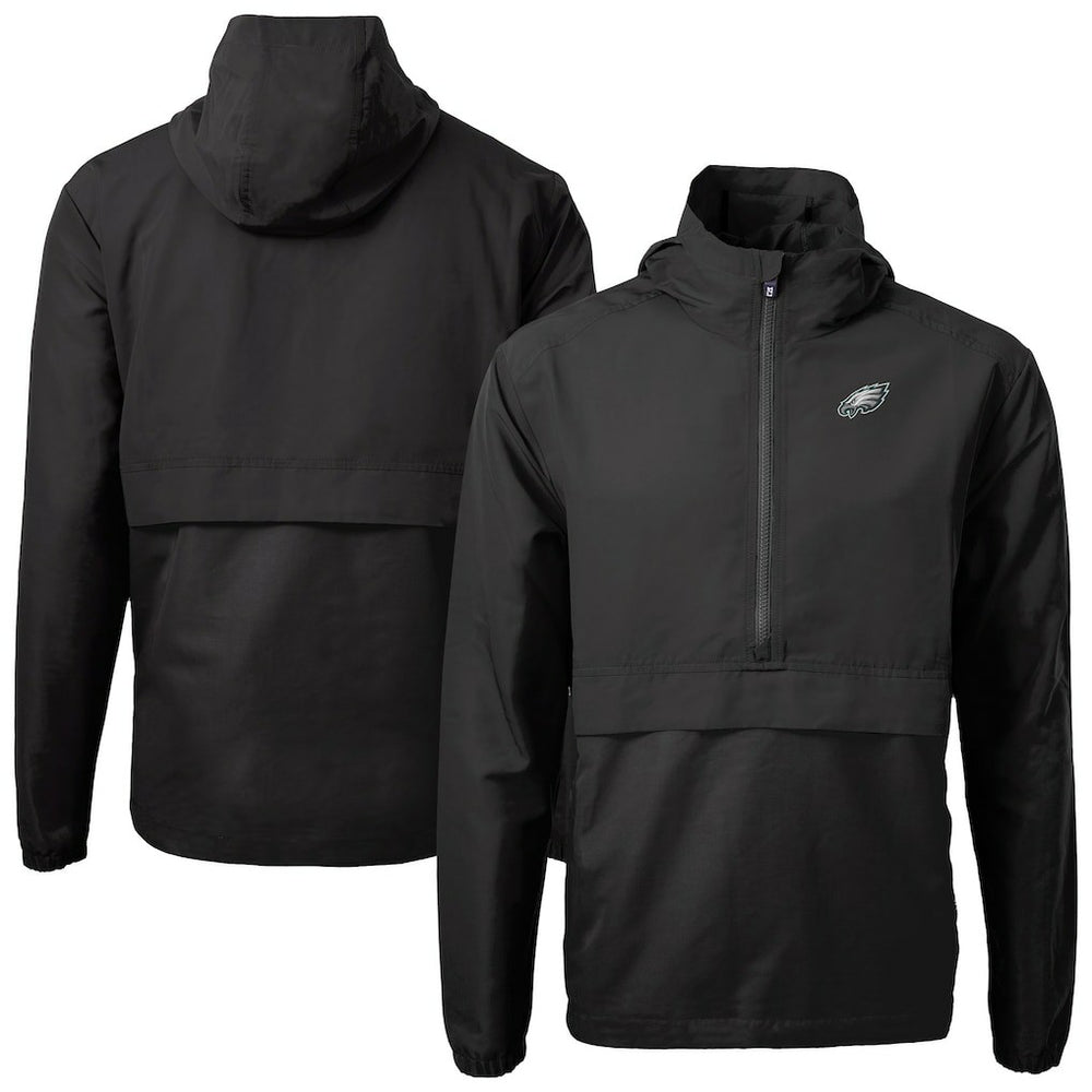 Philadelphia Eagles Cutter & Buck Charter Eco Recycled Anorak Half-Zip Jacket Black - NFL