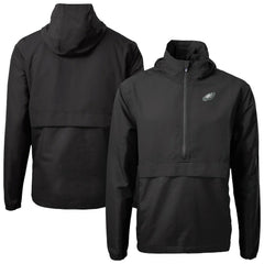 Philadelphia Eagles Cutter & Buck Charter Eco Recycled Anorak Half-Zip Jacket Black - NFL