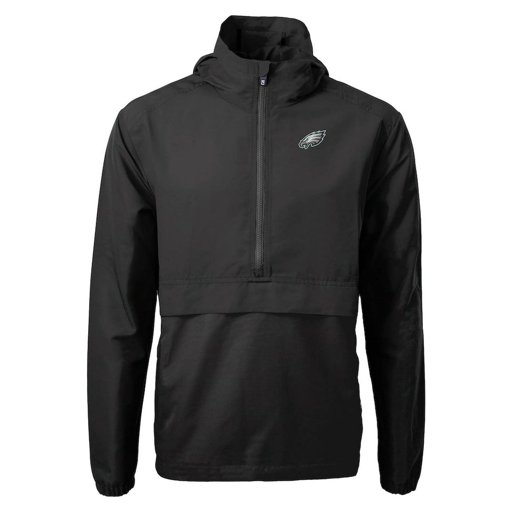 Philadelphia Eagles Cutter & Buck Charter Eco Recycled Anorak Half-Zip Jacket Black - NFL