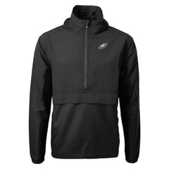 Philadelphia Eagles Cutter & Buck Charter Eco Recycled Anorak Half-Zip Jacket Black - NFL