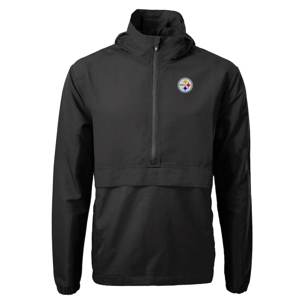 Pittsburgh Steelers Cutter & Buck Charter Eco Recycled Anorak Half-Zip Jacket Black - NFL