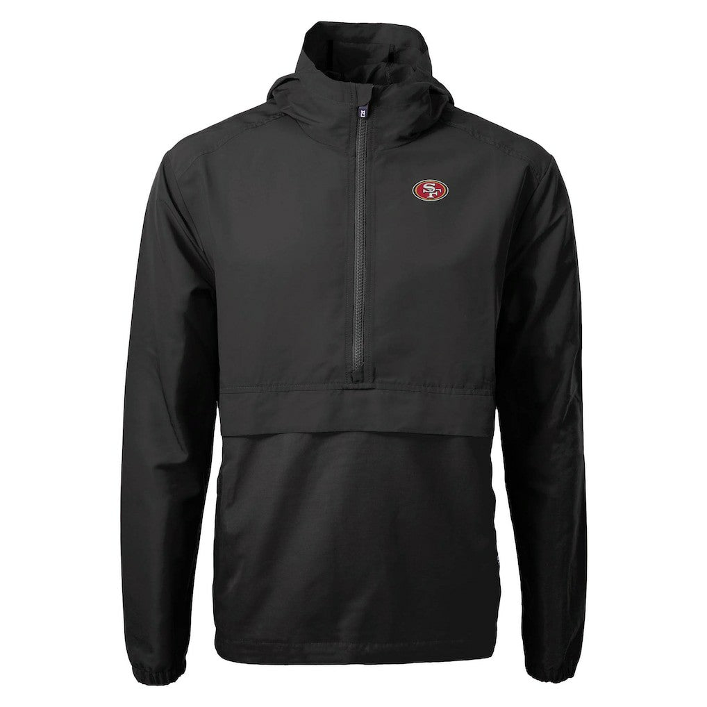 San Francisco 49ers Cutter & Buck Charter Eco Recycled Anorak Half-Zip Jacket Black - NFL
