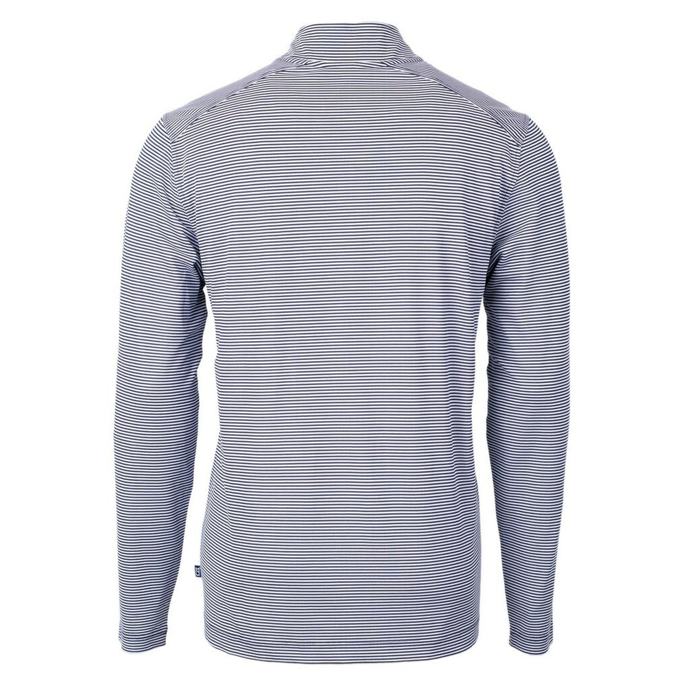 New Orleans Saints Cutter & Buck Virtue Eco Pique Micro Stripe Recycled Quarter-Zip Pullover Top Navy/White - NFL
