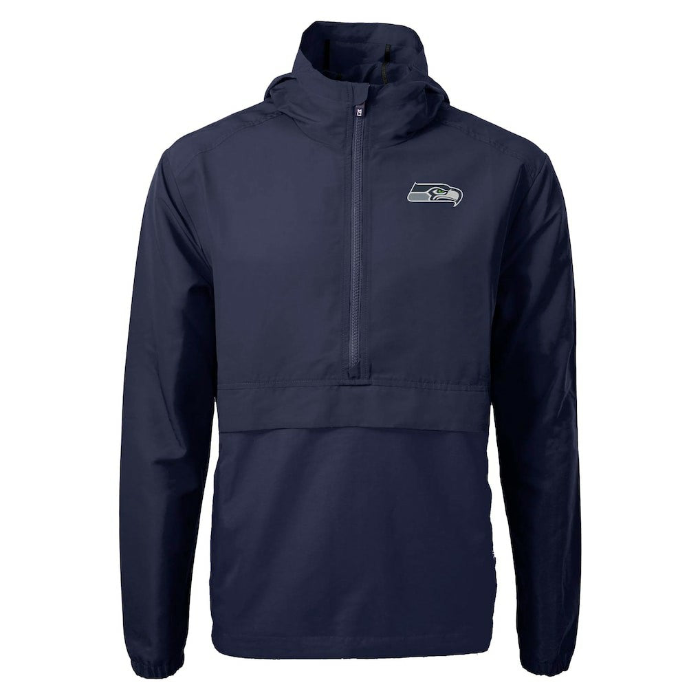 Seattle Seahawks Cutter & Buck Charter Eco Recycled Anorak Half-Zip Jacket Navy - NFL