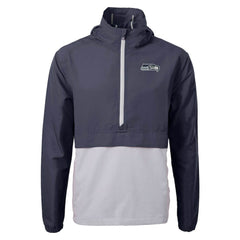 Seattle Seahawks Cutter & Buck Charter Eco Recycled Anorak Half-Zip Jacket Blue - NFL
