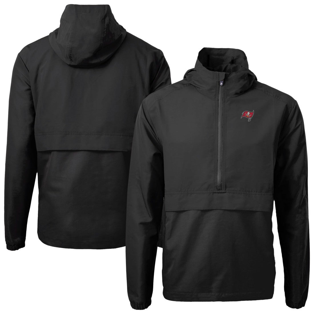 Tampa Bay Buccaneers Cutter & Buck Charter Eco Recycled Anorak Half-Zip Jacket Black - NFL