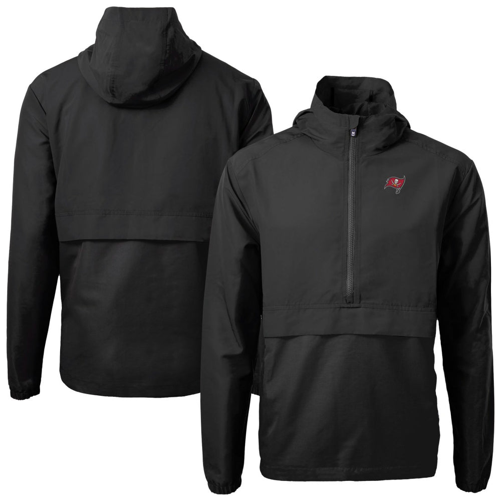Tampa Bay Buccaneers Cutter & Buck Charter Eco Recycled Anorak Half-Zip Jacket Black - NFL