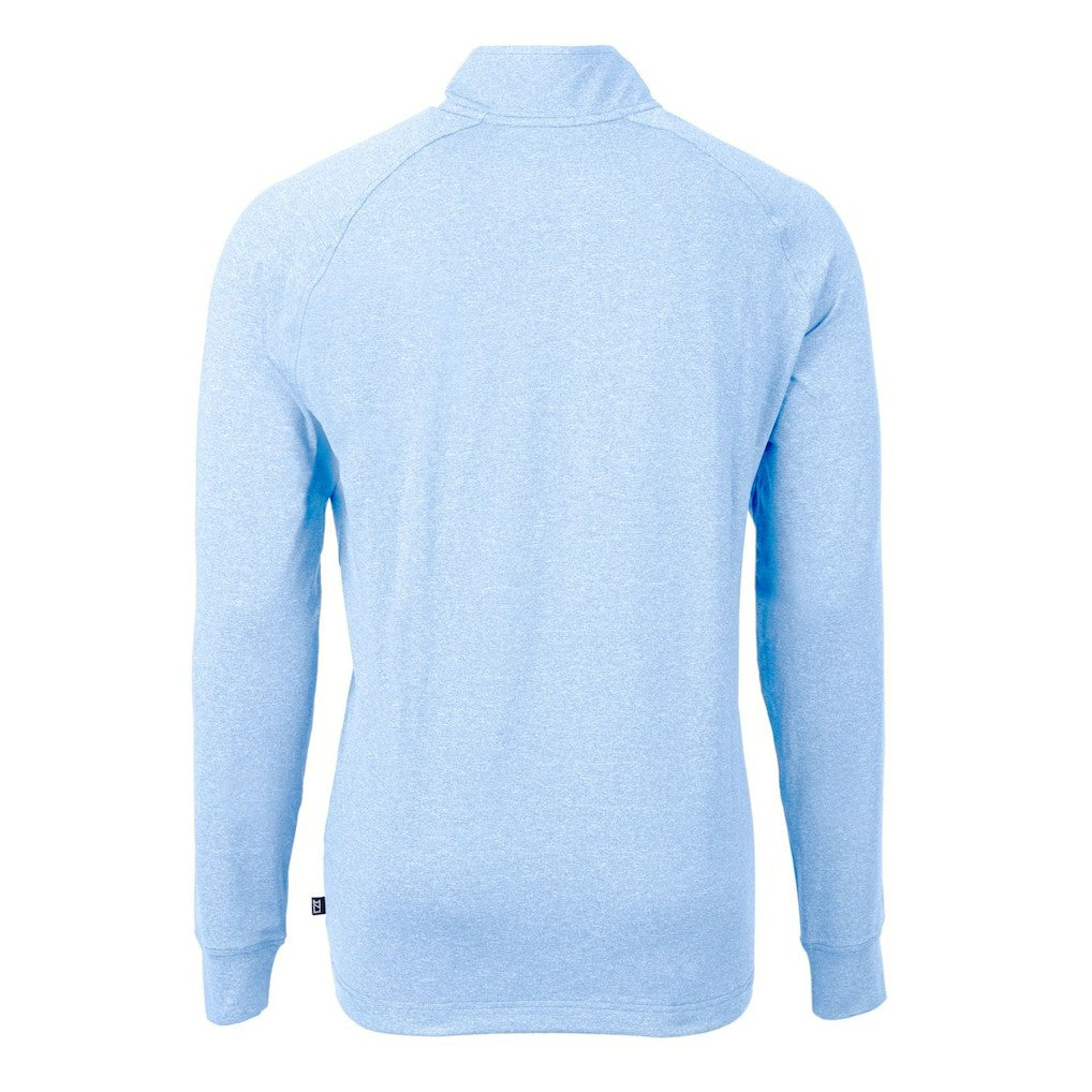 Los Angeles Chargers Cutter & Buck Adapt Eco Knit Quarter-Zip Pullover Top Heather Powder Blue - NFL