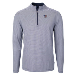 New York Giants Cutter & Buck Virtue Eco Pique Micro Stripe Recycled Quarter-Zip Pullover Top Navy/White - NFL