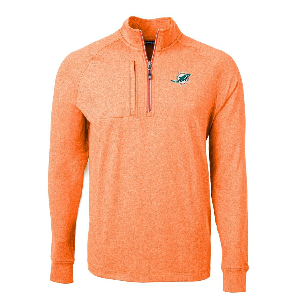 Miami Dolphins Cutter & Buck Adapt Eco Knit Quarter-Zip Pullover Top Heather Orange - NFL
