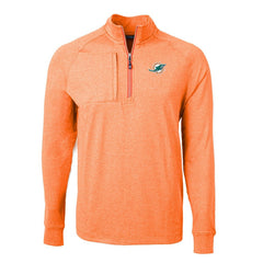 Miami Dolphins Cutter & Buck Adapt Eco Knit Quarter-Zip Pullover Top Heather Orange - NFL