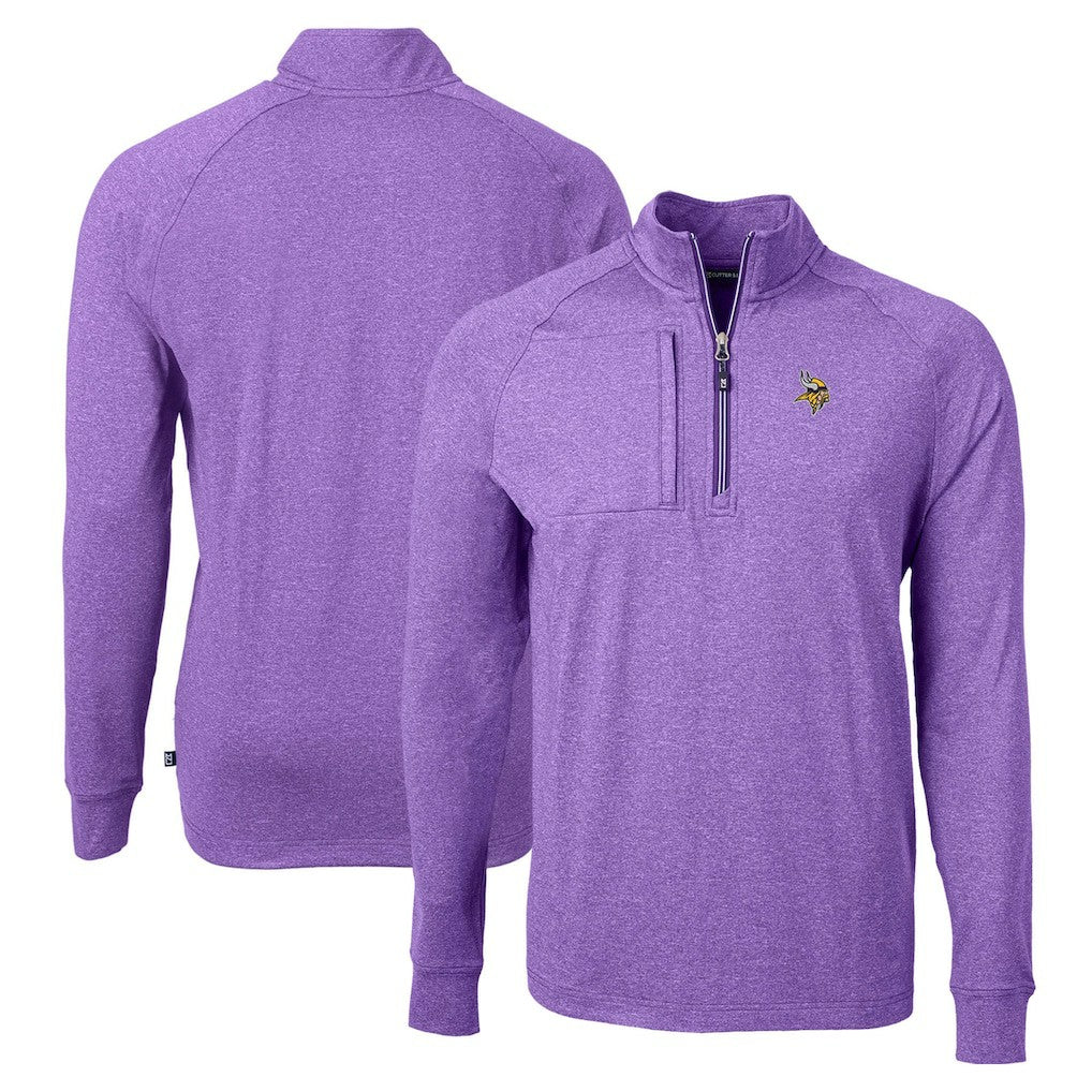 Minnesota Vikings Cutter & Buck Adapt Eco Knit Quarter-Zip Pullover Top Heather Purple - NFL
