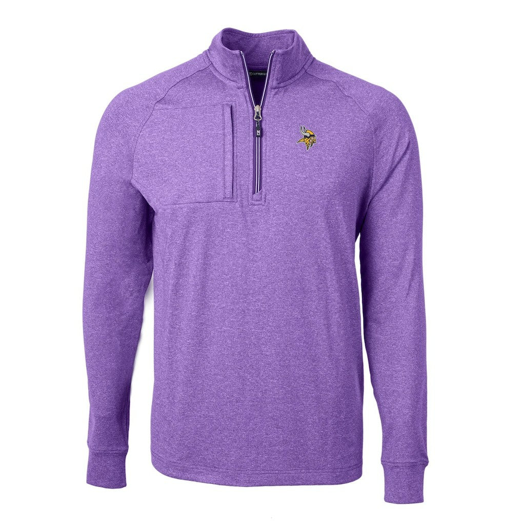 Minnesota Vikings Cutter & Buck Adapt Eco Knit Quarter-Zip Pullover Top Heather Purple - NFL
