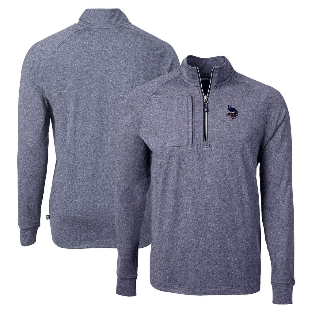 Minnesota Vikings Cutter & Buck Adapt Eco Knit Quarter-Zip Pullover Top Heather Navy - NFL