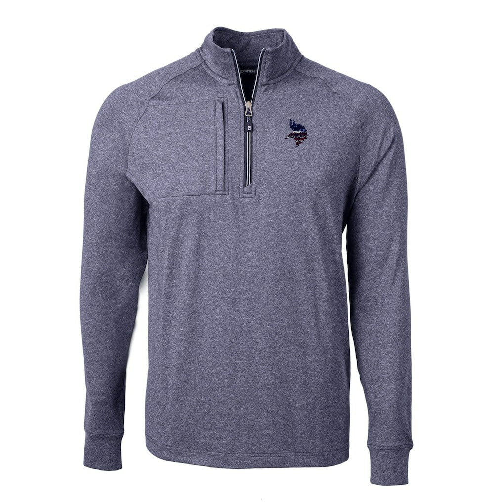 Minnesota Vikings Cutter & Buck Adapt Eco Knit Quarter-Zip Pullover Top Heather Navy - NFL