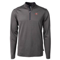 San Francisco 49ers Cutter & Buck Virtue Eco Pique Micro Stripe Recycled Quarter-Zip Pullover Top Black/Gray - NFL