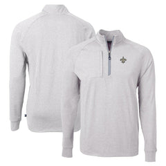 New Orleans Saints Cutter & Buck Adapt Eco Knit Quarter-Zip Pullover Top Heather Gray - NFL