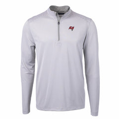 Tampa Bay Buccaneers Cutter & Buck Virtue Eco Pique Micro Stripe Recycled Quarter-Zip Pullover Top Gray/White - NFL