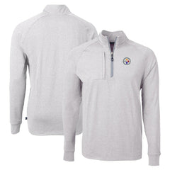 Pittsburgh Steelers Cutter & Buck Adapt Eco Knit Quarter-Zip Pullover Top Heather Gray - NFL