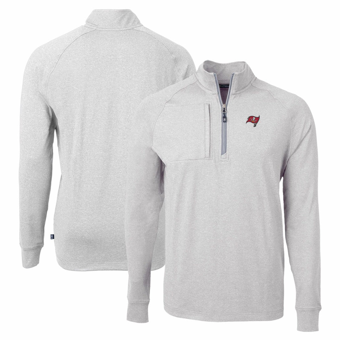 Tampa Bay Buccaneers Cutter & Buck Adapt Eco Knit Quarter-Zip Pullover Top Heather Gray - NFL