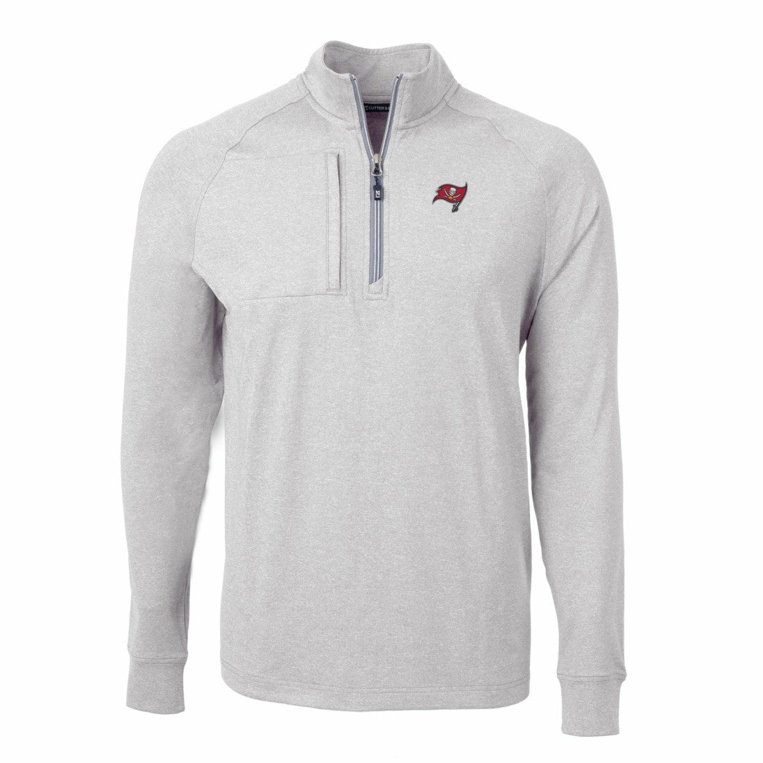 Tampa Bay Buccaneers Cutter & Buck Adapt Eco Knit Quarter-Zip Pullover Top Heather Gray - NFL