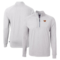 Washington Commanders Cutter & Buck Adapt Eco Knit Quarter-Zip Pullover Top Heather Gray - NFL