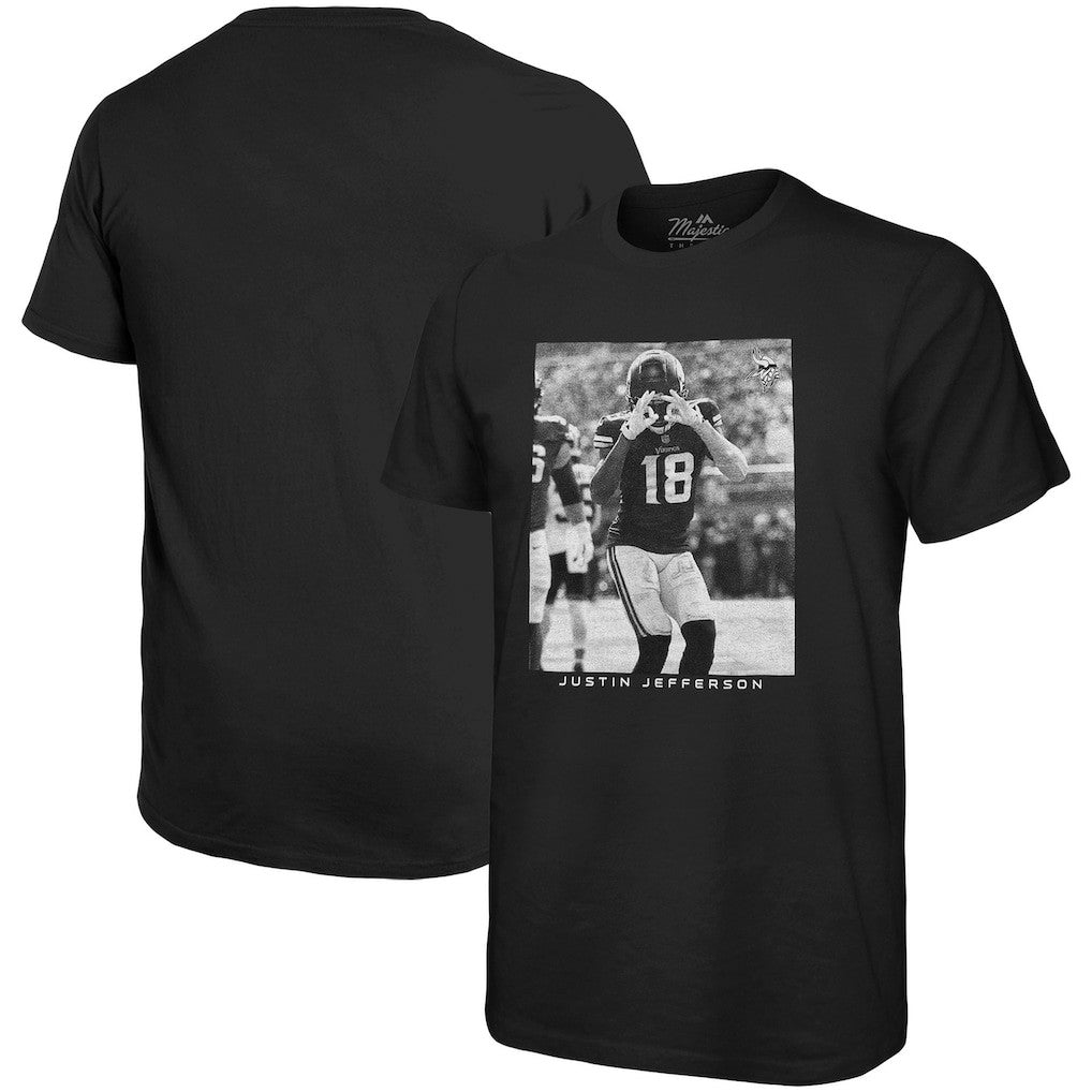 Justin Jefferson Minnesota Vikings Majestic Threads Oversized Player Image T-Shirt Black - NFL