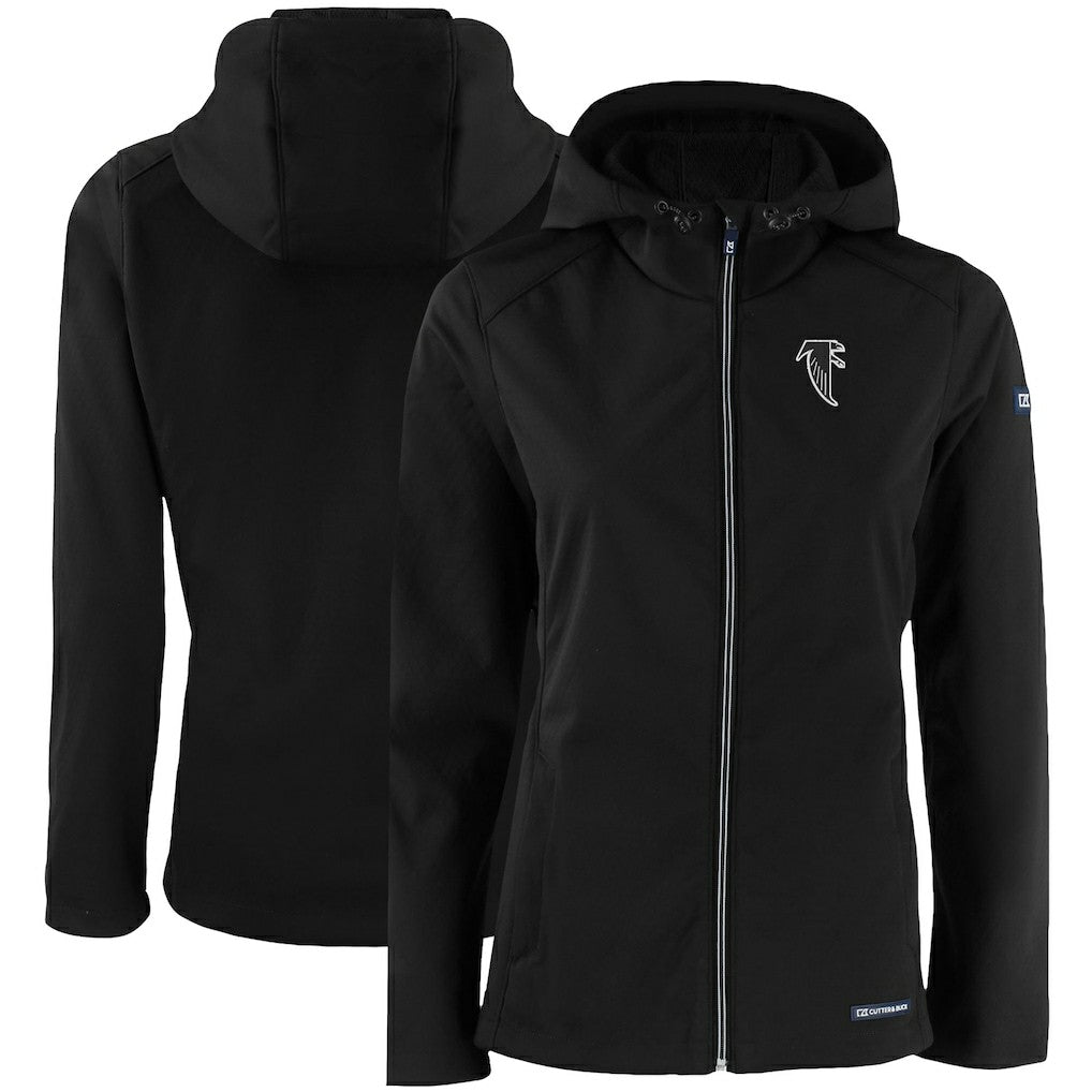 Atlanta Falcons Cutter & Buck Women's Evoke Eco Softshell Recycled Full-Zip Hooded Jacket Black - NFL
