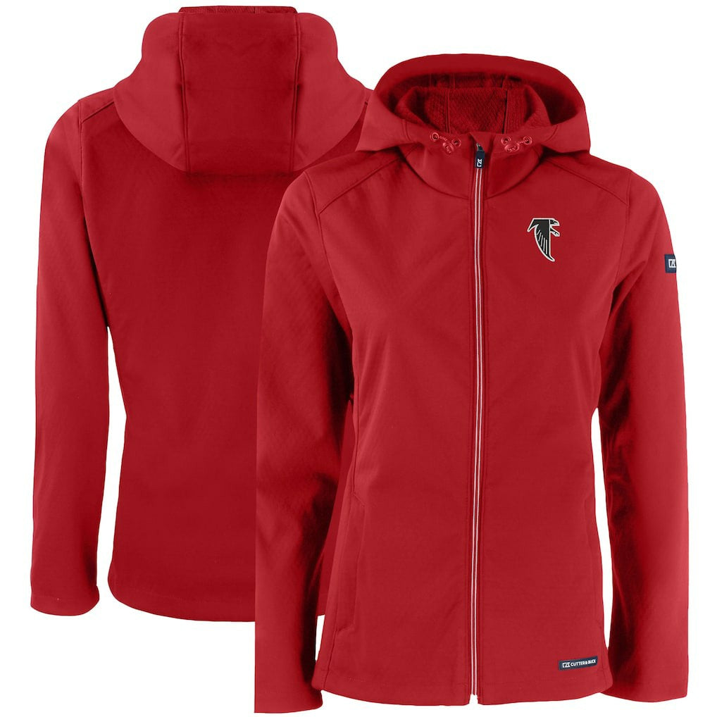Atlanta Falcons Cutter & Buck Women's Evoke Eco Softshell Recycled Full-Zip Hooded Jacket Red - NFL