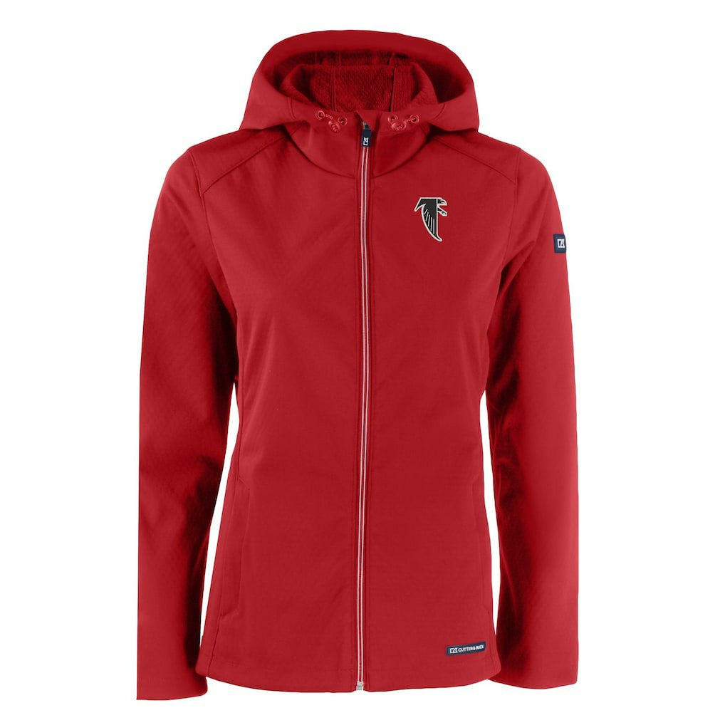 Atlanta Falcons Cutter & Buck Women's Evoke Eco Softshell Recycled Full-Zip Hooded Jacket Red - NFL