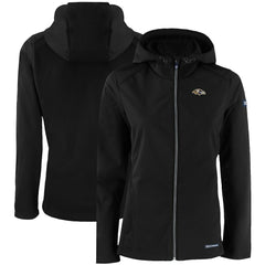 Baltimore Ravens Cutter & Buck Women's Evoke Eco Softshell Recycled Full-Zip Hooded Jacket Black - NFL