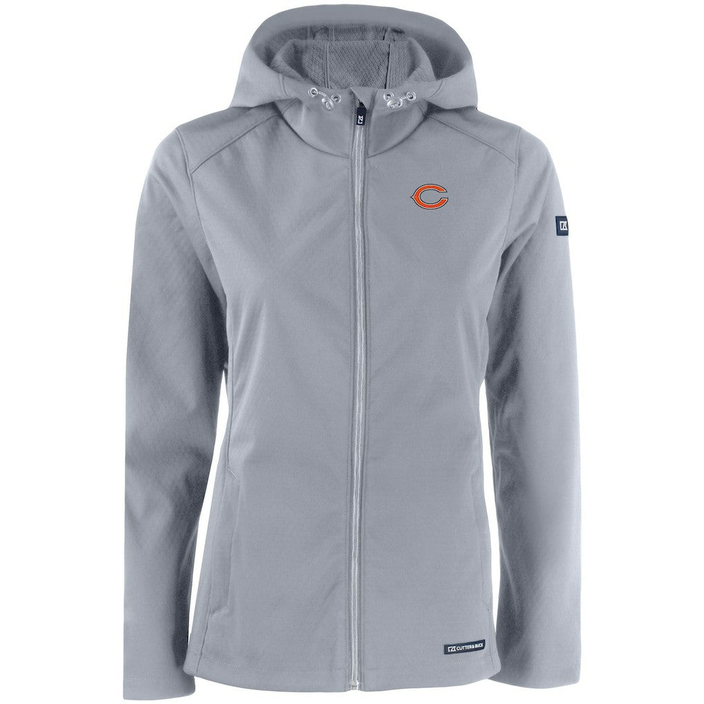 Chicago Bears Cutter & Buck Women's Evoke Eco Softshell Recycled Full-Zip Hooded Jacket Gray - NFL