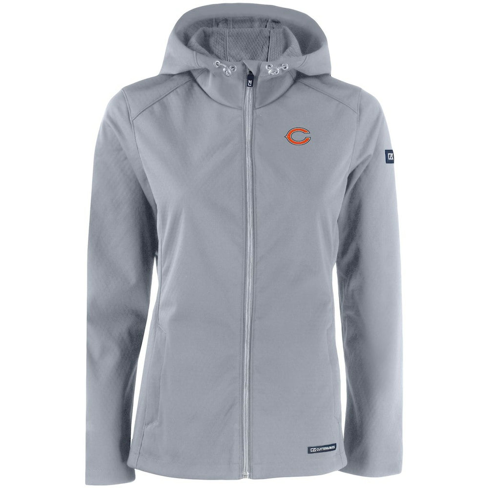 Chicago Bears Cutter & Buck Women's Evoke Eco Softshell Recycled Full-Zip Hooded Jacket Gray - NFL