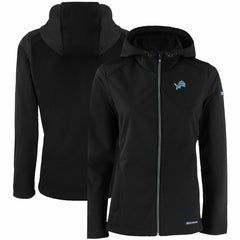 Detroit Lions Cutter & Buck Women's Evoke Eco Softshell Recycled Full-Zip Hooded Jacket Black - NFL