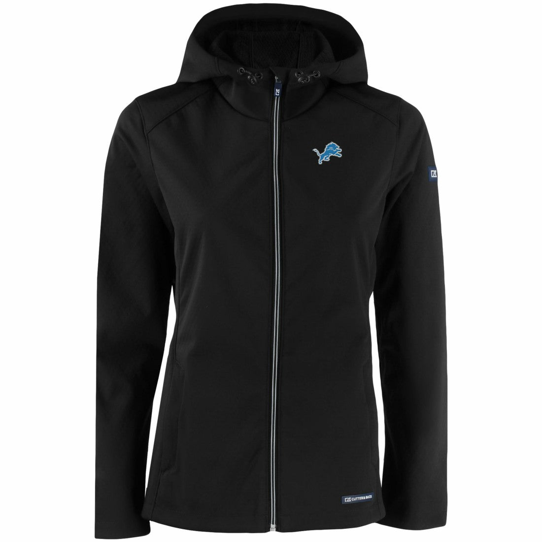 Detroit Lions Cutter & Buck Women's Evoke Eco Softshell Recycled Full-Zip Hooded Jacket Black - NFL