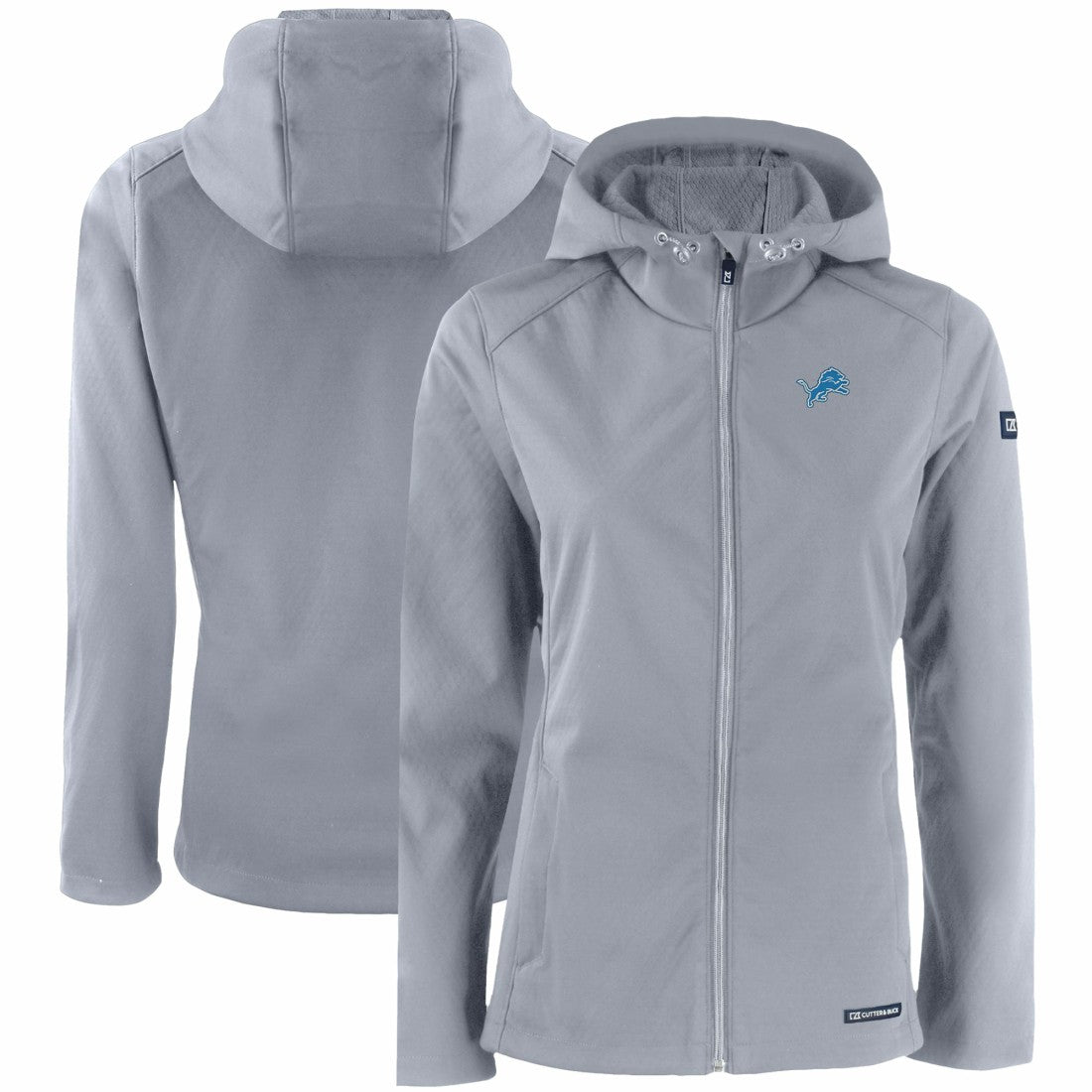Detroit Lions Cutter & Buck Women's Evoke Eco Softshell Recycled Full-Zip Hooded Jacket Gray - NFL