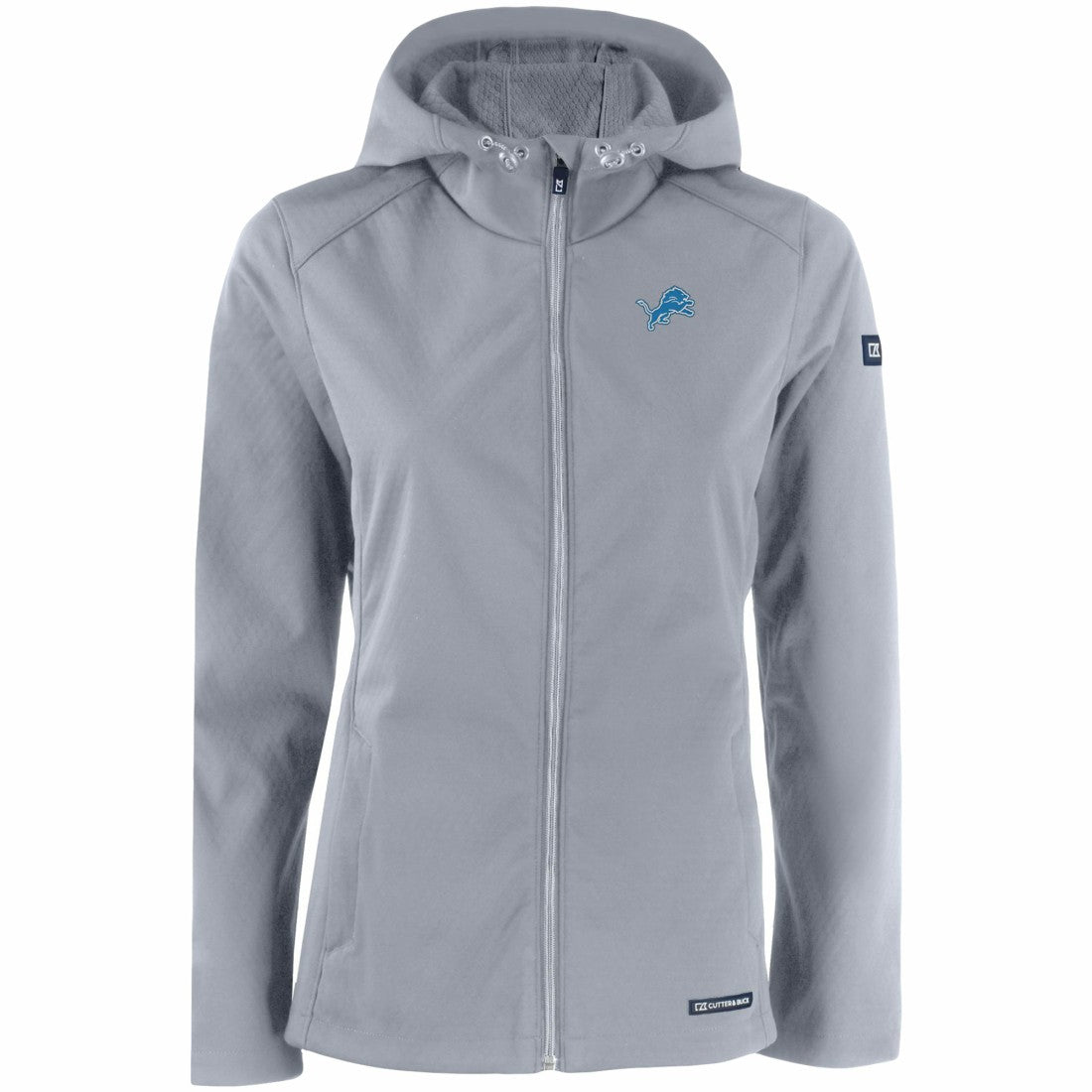 Detroit Lions Cutter & Buck Women's Evoke Eco Softshell Recycled Full-Zip Hooded Jacket Gray - NFL