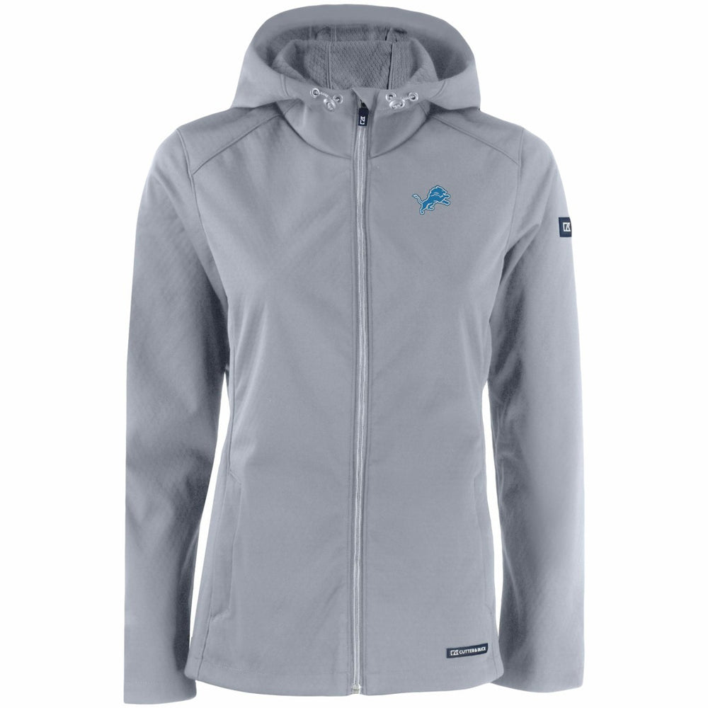Detroit Lions Cutter & Buck Women's Evoke Eco Softshell Recycled Full-Zip Hooded Jacket Gray - NFL