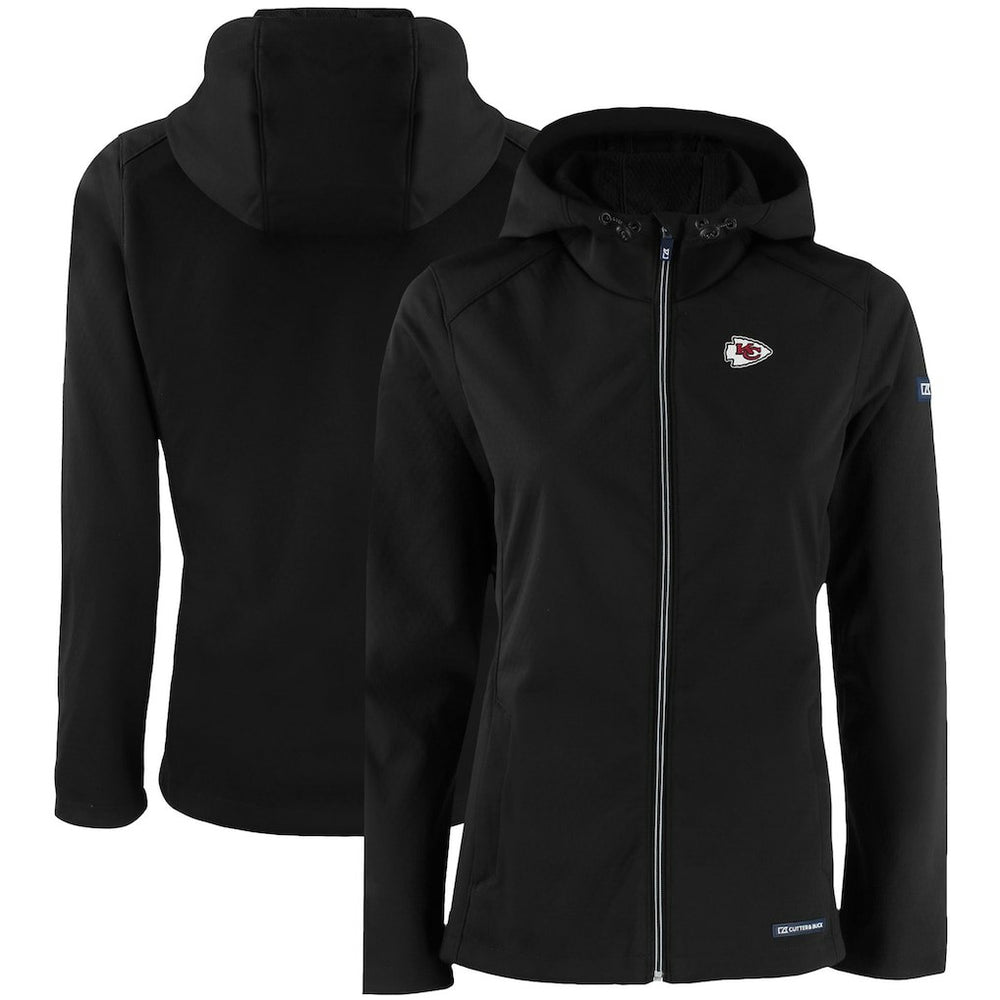 Kansas City Chiefs Cutter & Buck Women's Evoke Eco Softshell Recycled Full-Zip Hooded Jacket Black - NFL