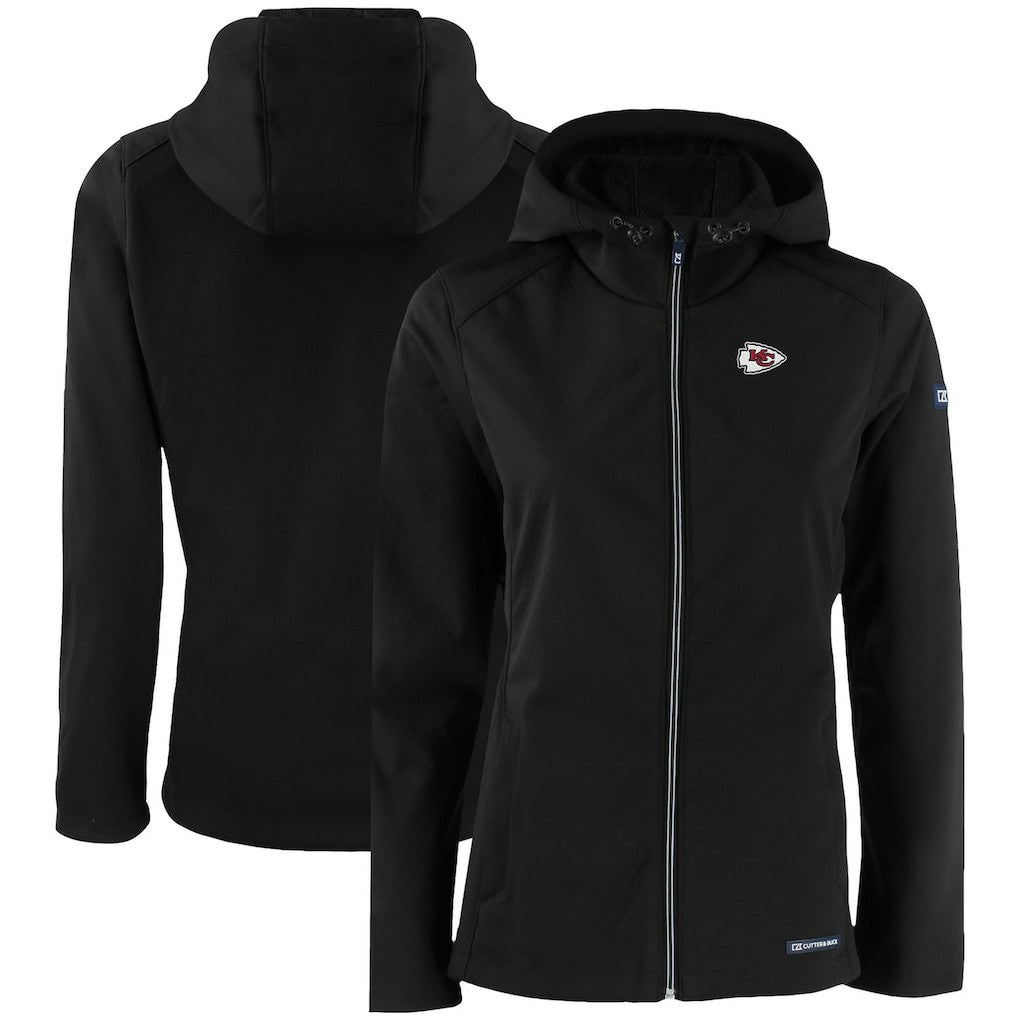 Kansas City Chiefs Cutter & Buck Women's Evoke Eco Softshell Recycled Full-Zip Hooded Jacket Black - NFL