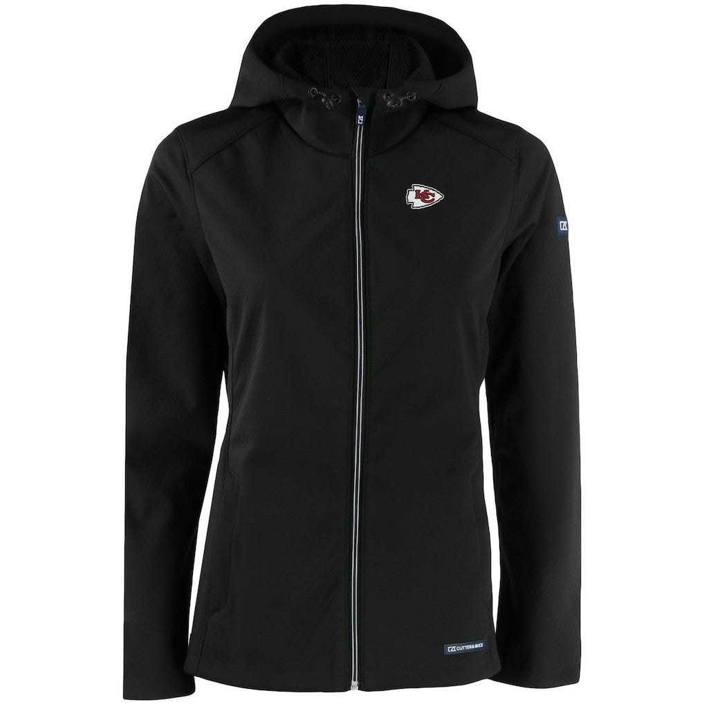 Kansas City Chiefs Cutter & Buck Women's Evoke Eco Softshell Recycled Full-Zip Hooded Jacket Black - NFL
