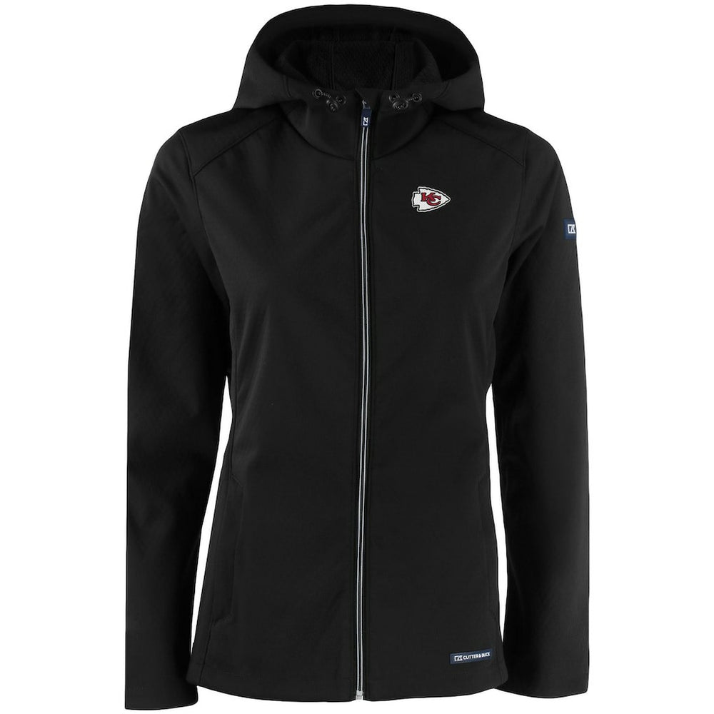Kansas City Chiefs Cutter & Buck Women's Evoke Eco Softshell Recycled Full-Zip Hooded Jacket Black - NFL