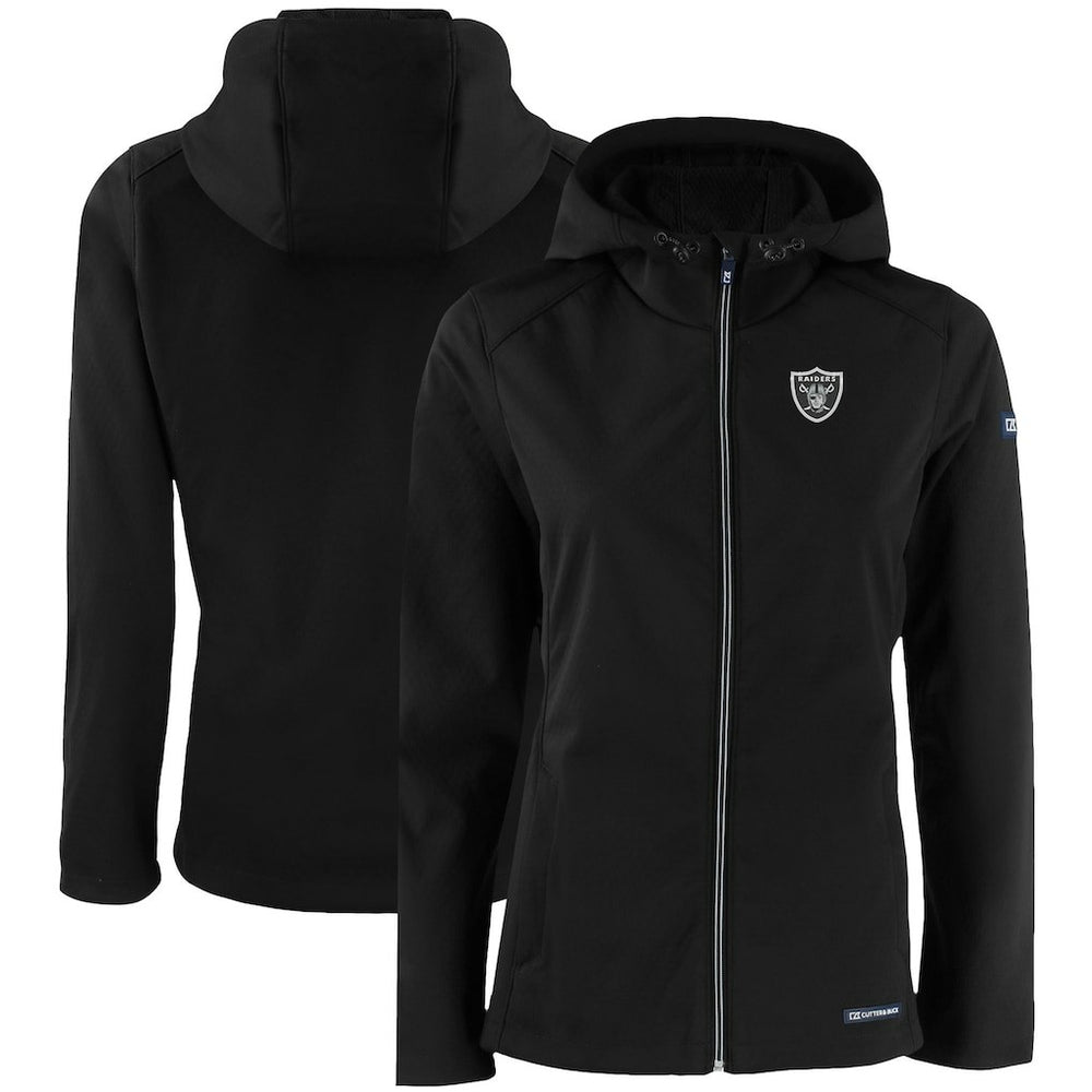 Las Vegas Raiders Cutter & Buck Women's Evoke Eco Softshell Recycled Full-Zip Hooded Jacket Black - NFL