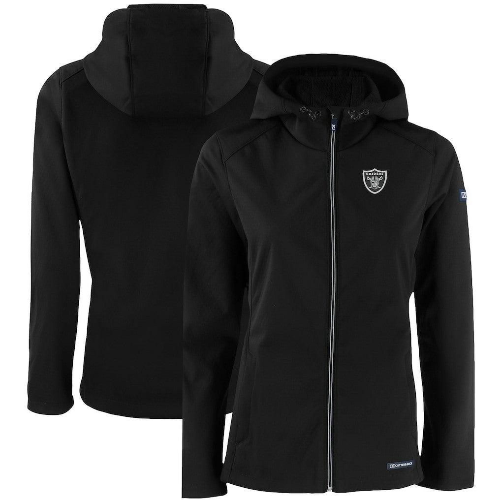 Las Vegas Raiders Cutter & Buck Women's Evoke Eco Softshell Recycled Full-Zip Hooded Jacket Black - NFL